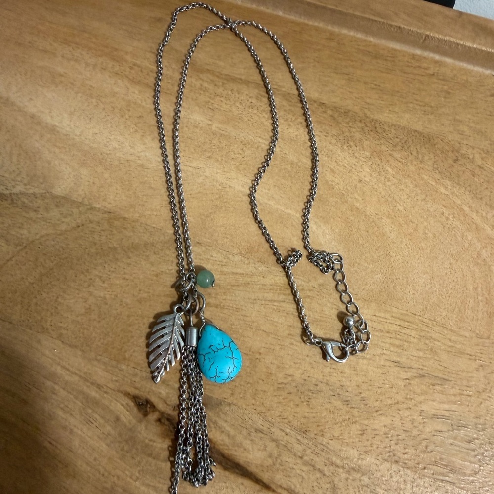 Silver and Turquoise Pendant Necklace